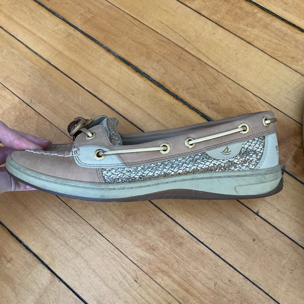 Gold sparkle Sperry boat shoes